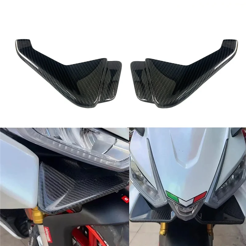 

Excellent-Real Carbon Fiber Motorcycle Naked Front Spoiler Winglet Aerodynamic Wing Kit Spoiler For Aprilia RS660