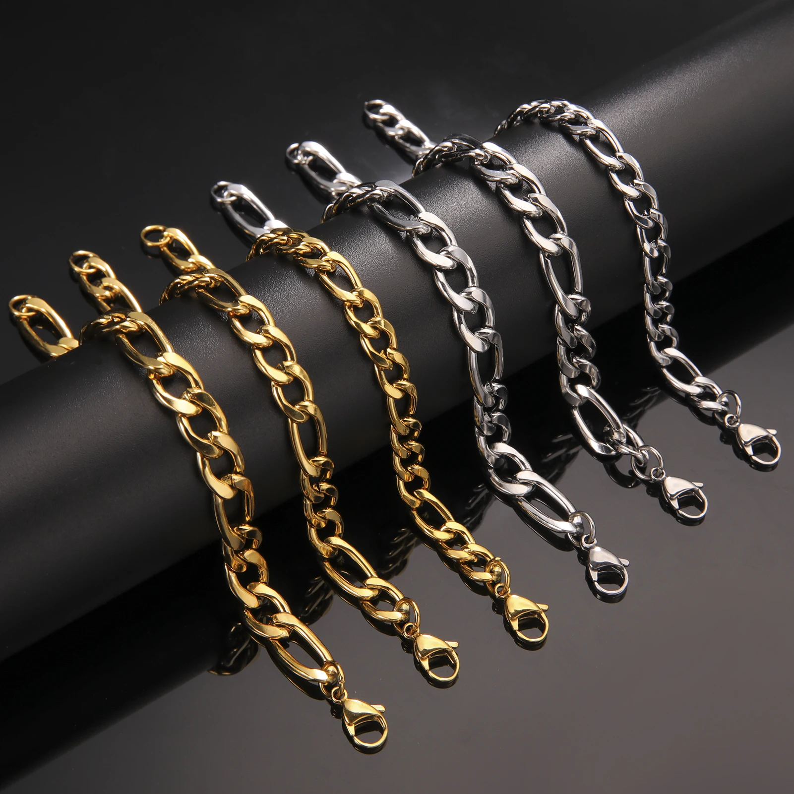 Kkjoy Classic Simplicity Stainless Steel Gold/Silver Color 3MM 10MM Frogo Chain Punk Bracelet Foot Chain Jewelry Gift Wholesale