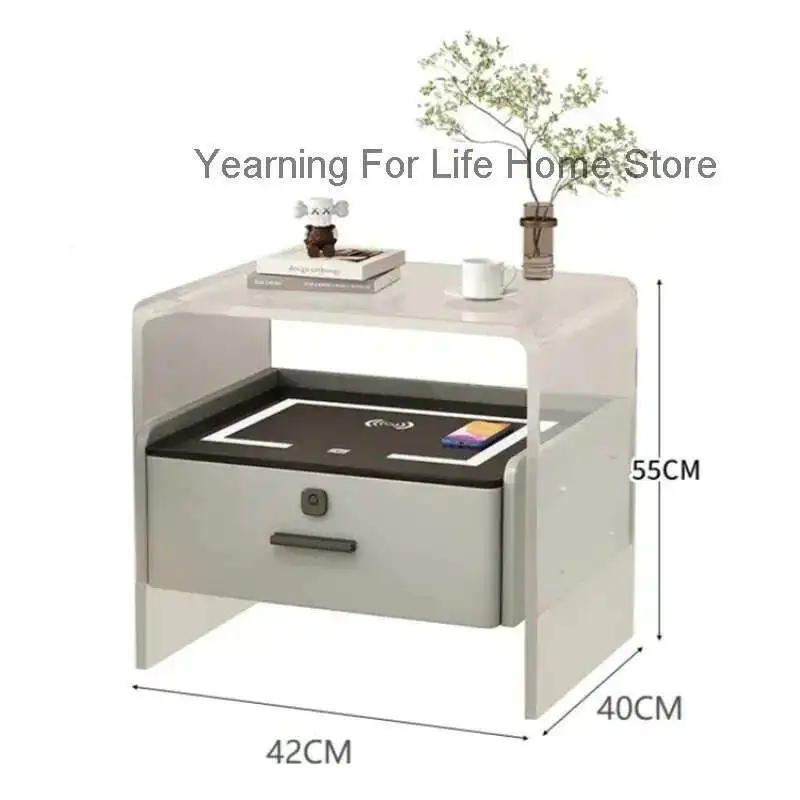 

Acrylic Bedside Tables Nightstands for Bedroom Floating Smart Bedside Storage Cabinet LED Light Night Stand Bedroom Furniture