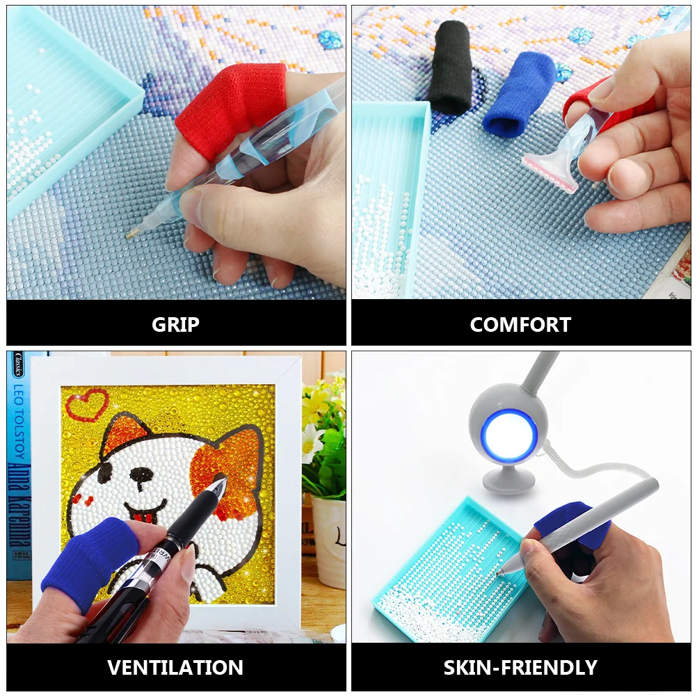 10 Pcs Finger Cot Embroidery Guard Sleeve Swing Diamond Protective Sleeves Cross Stitch Nylon for DIY Painting