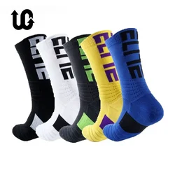 5 Paar professionelle Baumwoll-Basketballsocken Elite dicke Sportsocken Kompression langlebig Skateboard Handtuch unten Socken Strumpf