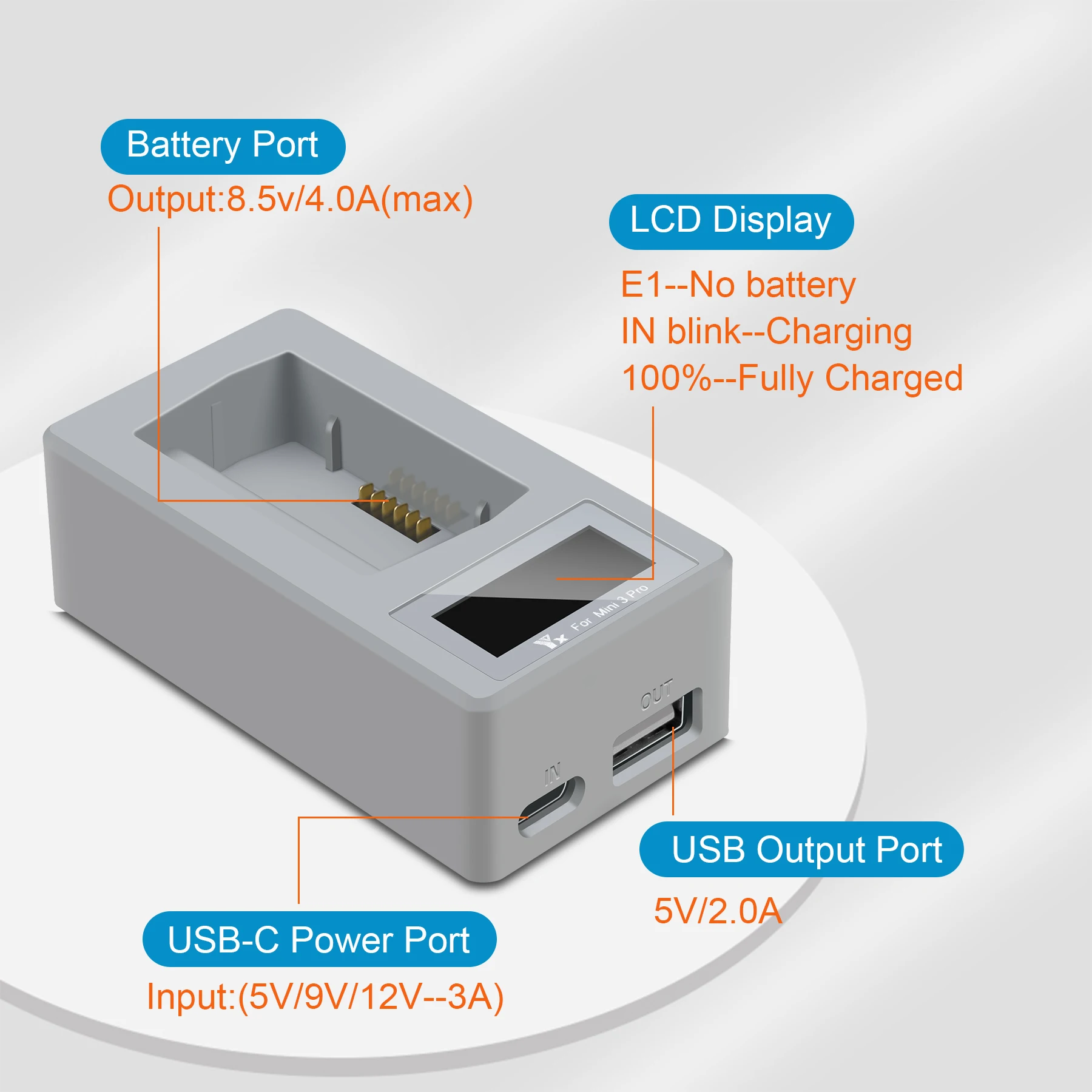 Imagem -05 - para Dji Mini Pro Drone Carregador de Bateria Usb Tipo-c com Display Hub de Carregamento Rápido para Mini Pro Mini Gerente de Carregamento