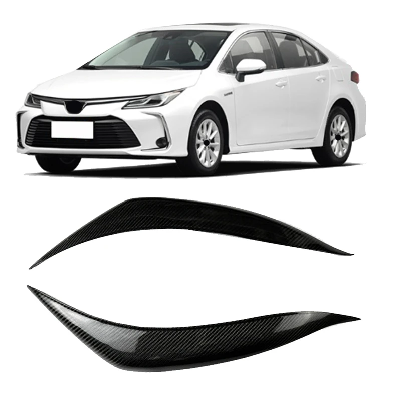 

Car Real Carbon Fiber Front Headlight Cover Head Light Lamp Eyelid Eyebrow Trim For Toyota Corolla 2011-2013 Accessories