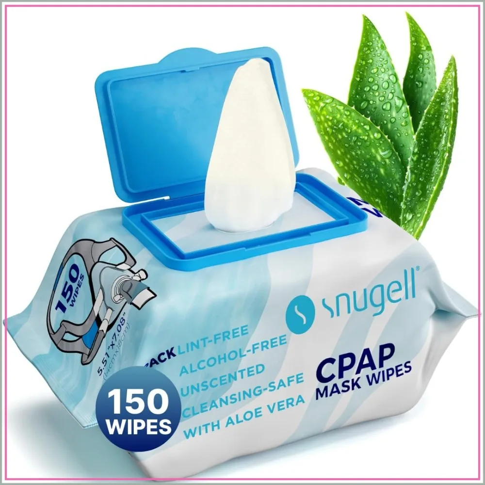 CPAP Mask Wipes – Soft Cotton with Aloe Vera, Lint & Alcohol Free, Travel Size, 150 Count