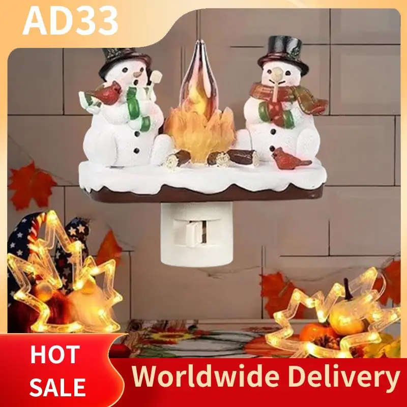 As melhores ofertas de neve e fogueira luz noturna interior cintilação nightlight decoração 3d led pequeno falso fogata luz noturna eua
