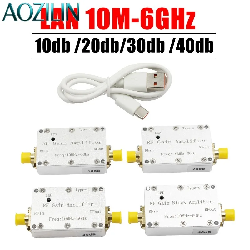 AOZILIN High Gain RF Receiver Driver Amplifier 10M‑6GHz 10‑20‑30‑40dB Gain Module For Radio Frequency Testing Project Spare Part