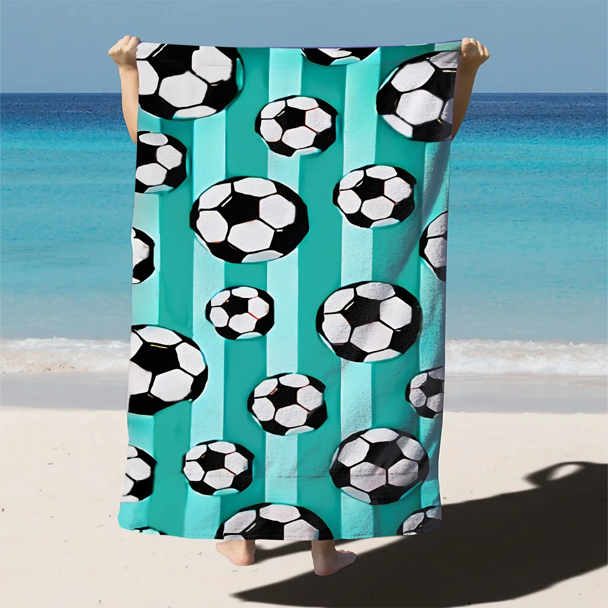 

Football Print Beach Towel Soft Comfortable Lightweight Sand-proof Perfect For Outdoor Beach Travel Swimming Gym Yoga