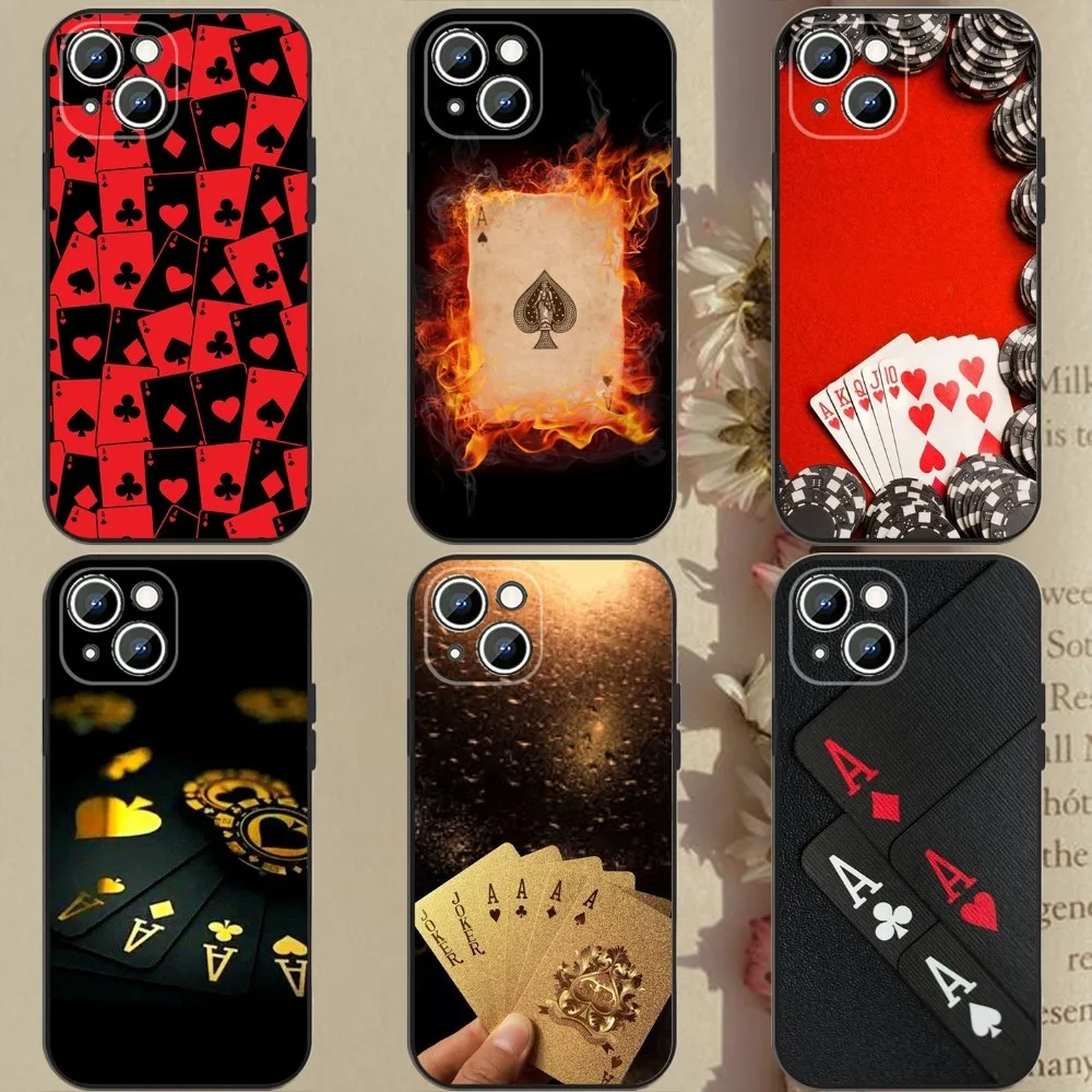 

Poker Playing Card Phone Case Phone Case For Apple iPhone 15,14,13,12,11,XS,XR,X,8,7,Pro,Max,Plus,mini Silicone Black Cover
