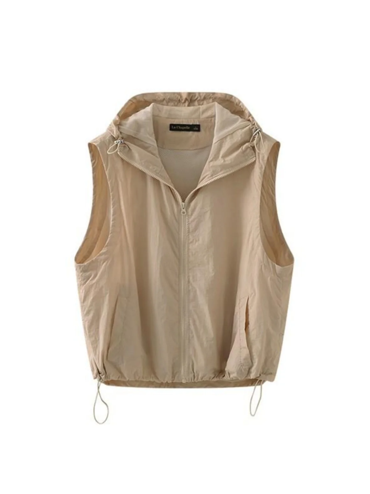 Casual Hooded Drawstring Vest Women's Style 2026 New Summer Outdoor Wear Youthful Sunscreen Vest Small Size