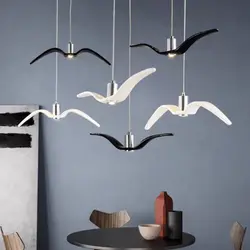 Night Birds resin Seagull pendant lamp silhouette sky freedom bird with spot lamp Creative Dining Room Cluster Hanging Lamp