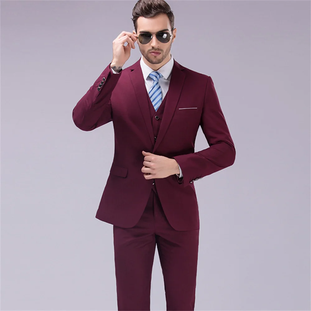 2024 Men Korean slim-fit suit Men bridegroom best man plus-size business suit three-piece men