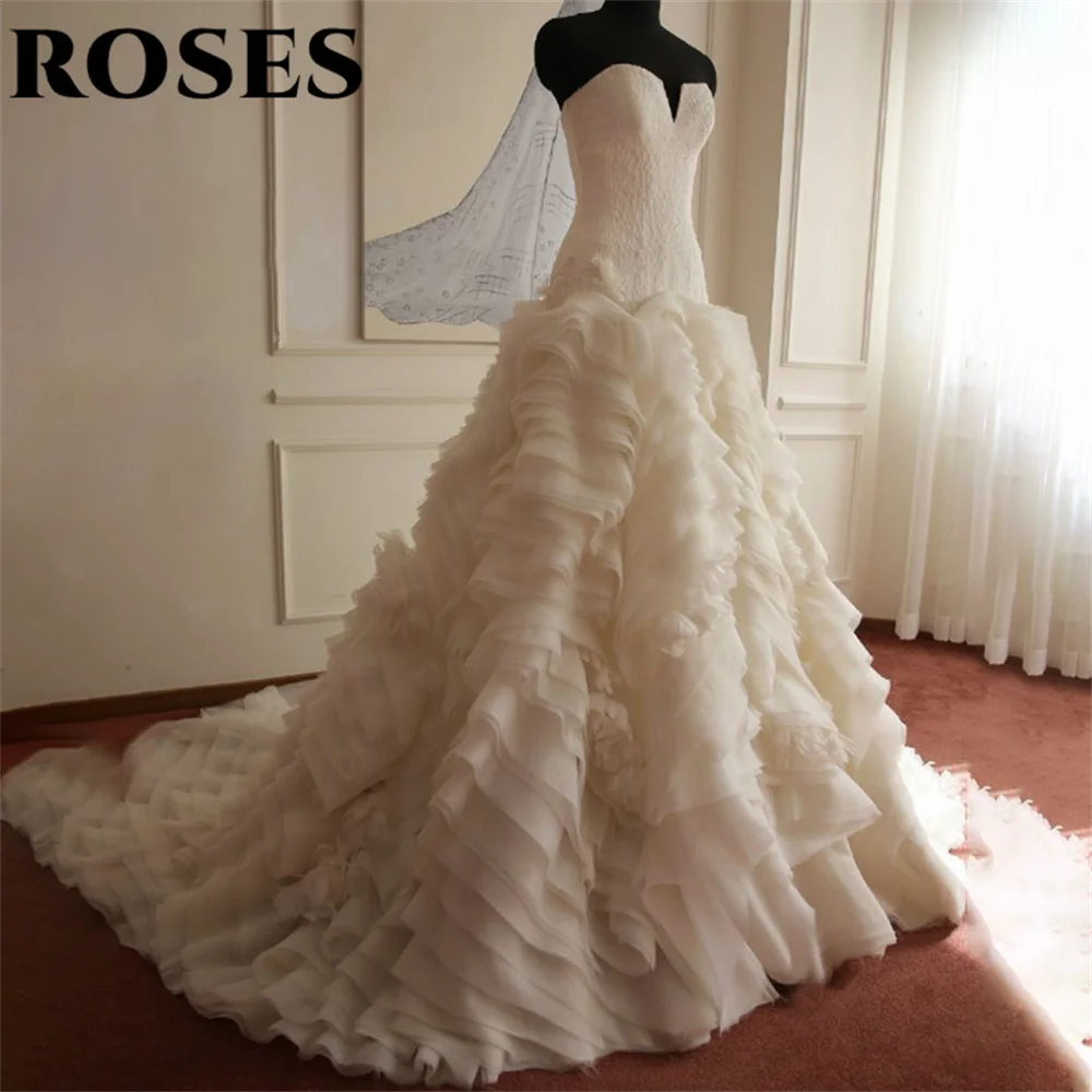 ROSES White Elegant Prom Dress Net Sweetheart Formal Gown Tiered Tulle Pleats Sleeveless A-line Evening Dress 프롬 드레스 Customized