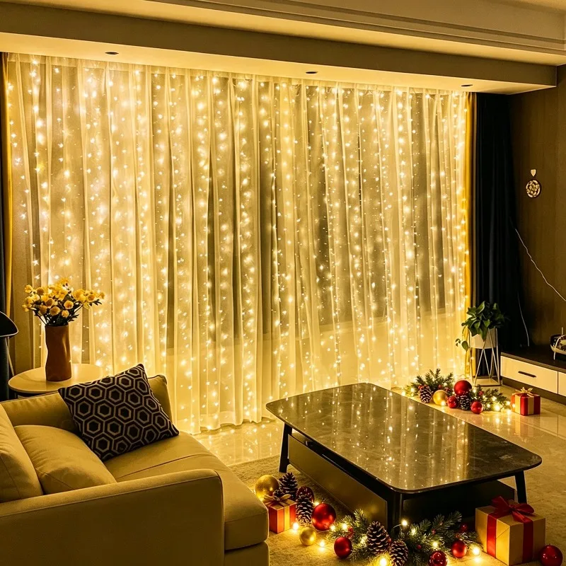 3x3M/6x3M LED Window Curtain String Lights USB Powered Fairy Garland With Remote Christmas New Year Indoor Home Wall Decor