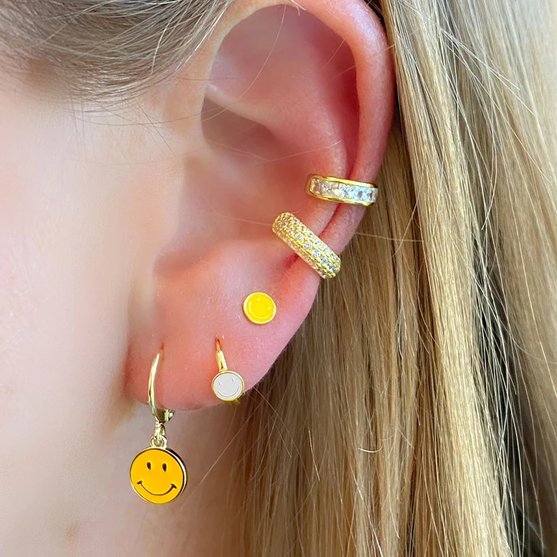 925 Sterling Silver Ear Needle Bohemia White Enamel Hoop Earrings For Women Heart Pendant Earrings Fashion Party Jewelry Gifts