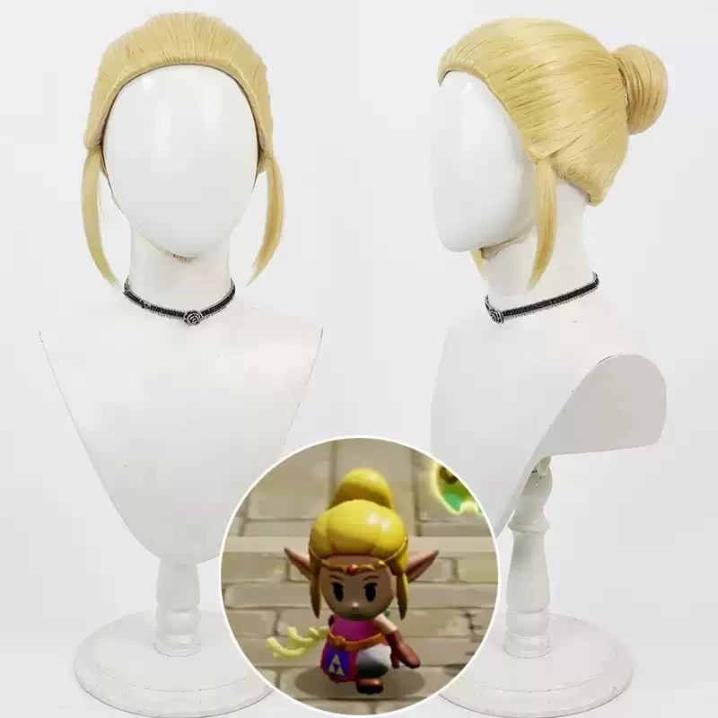 

2 Types Game Princess Zerda Cosplay Wig Golden Yellow Heat Resistant Synthetic Hair Halloween Costume Party Role Play Wigs