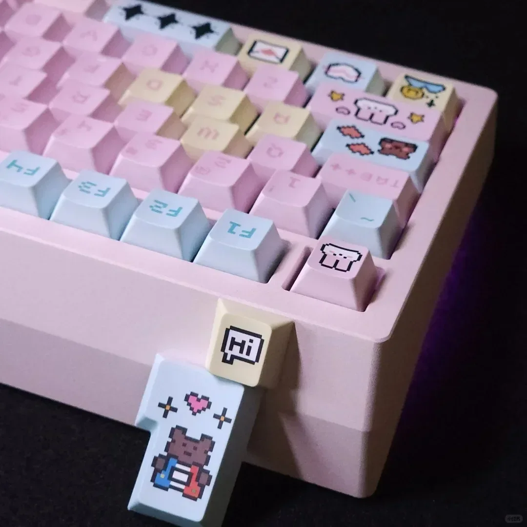 Imagem -03 - Pixel Estilo Keycap Personalizado Mosaicbaby Kawaii Bonito Cap Chave Fábrica Original Koa Pbt Sublimação Completa para Teclado Mecânico