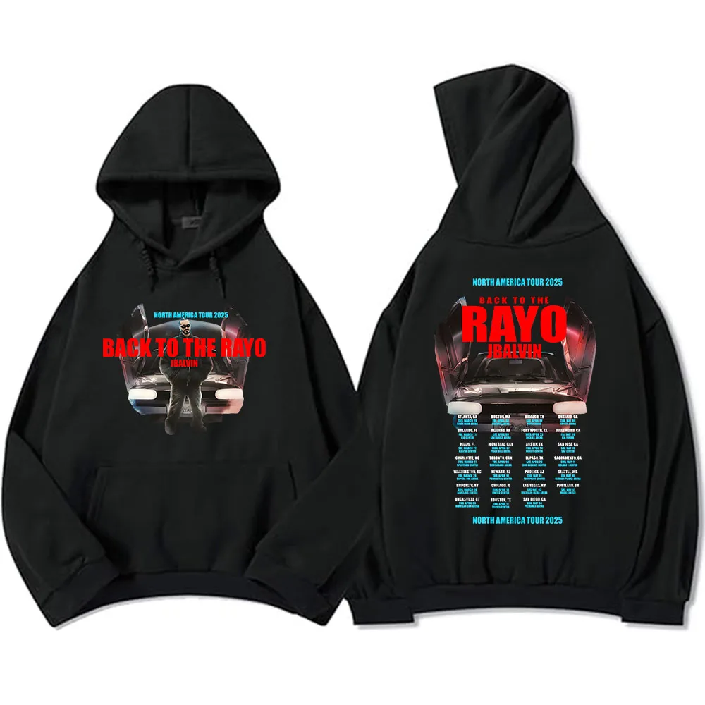 J Balvin Back To The Rayo JBalvinTour 2025 Hoodie MensClothes Winter Hooded Fashion Graphic Sweatshirt Hip Hop Unisex Streetwear