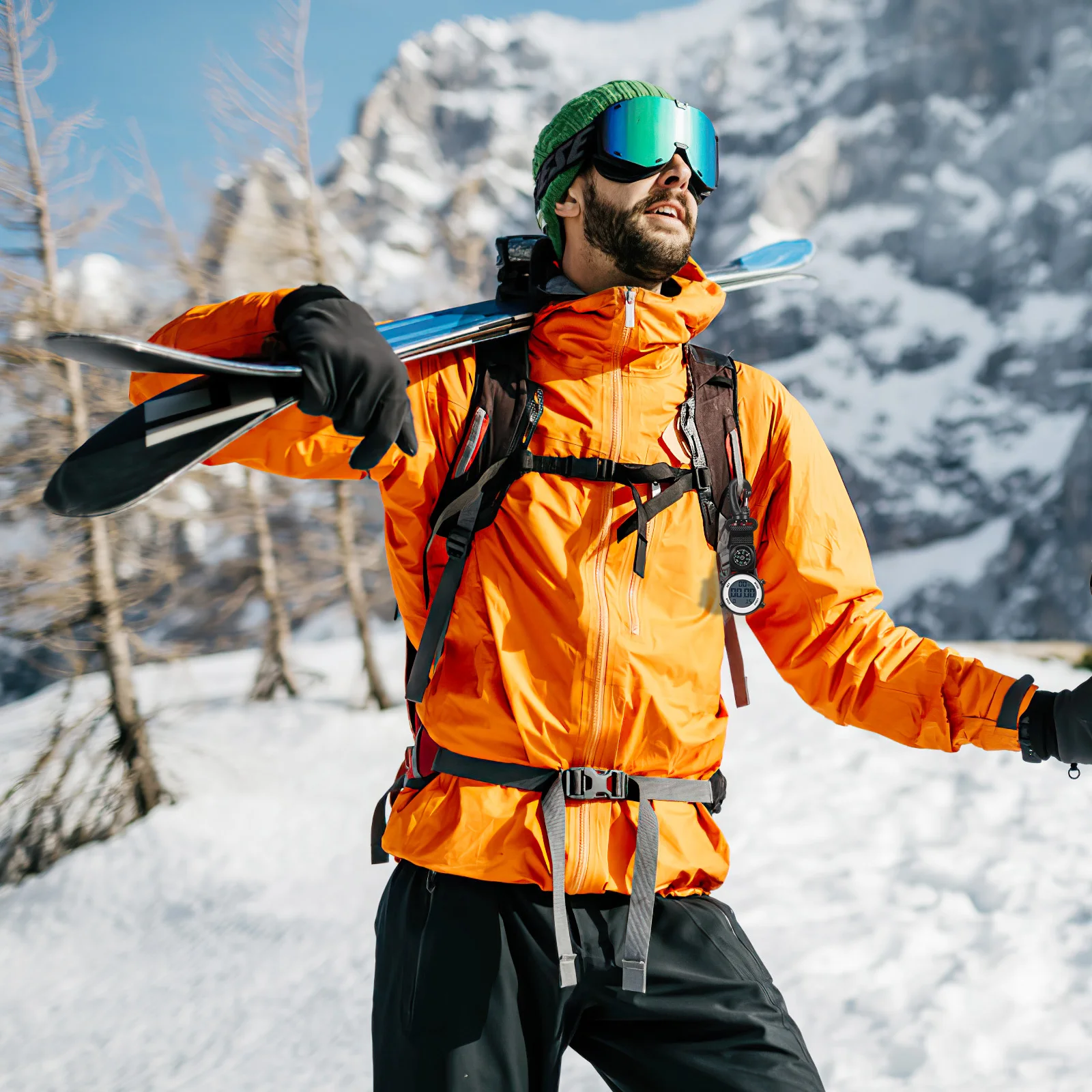 

Electronic Hanging Pocket Watch Clip on Carabiner Buckle Multipurpose Outdoor Digital Watch for Men Backpacking