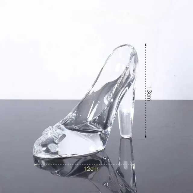 Cinderella Crystal Glass Shoe Decorations Living Room Acrylic High Heels Statue Decoration Wedding Gift Craft Ornaments