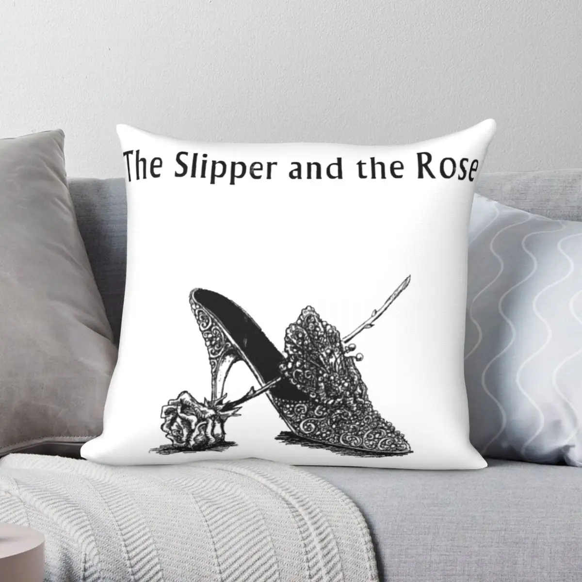 

The Slipper And The Rose Pillowcase Polyester Linen Velvet Printed Zip Decor Bed Cushion Cover