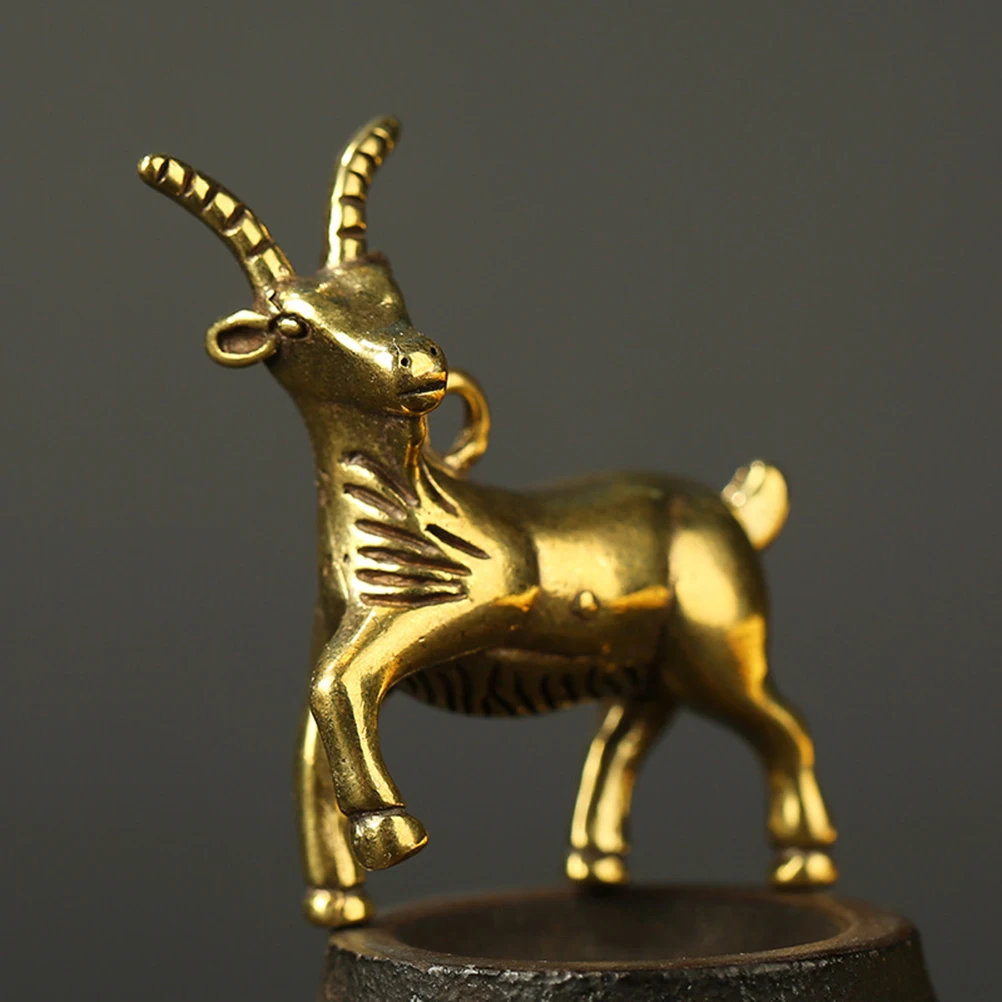 

2pcs Brass Sheep Keychain Pendants Zodiac Animal Design Diy Accessories Durable Decorative Ornaments For Bag Car Necklace Gift