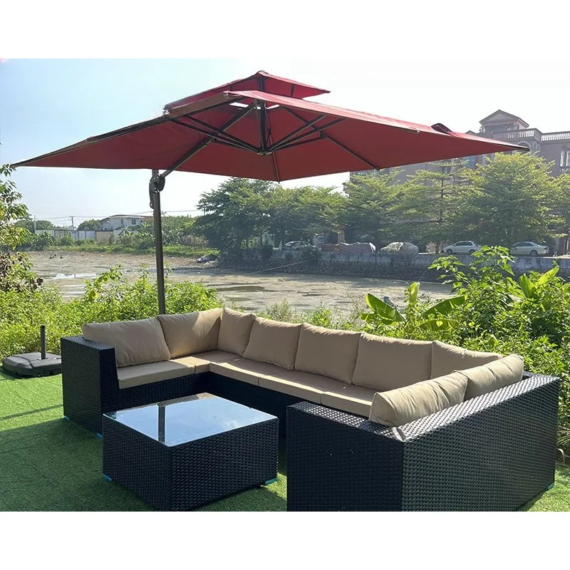 Outdoor rattan sofa courtyard bed and breakfast rooftop U-shaped sofa beach seaside villa garden rattan chair outdoor furniture