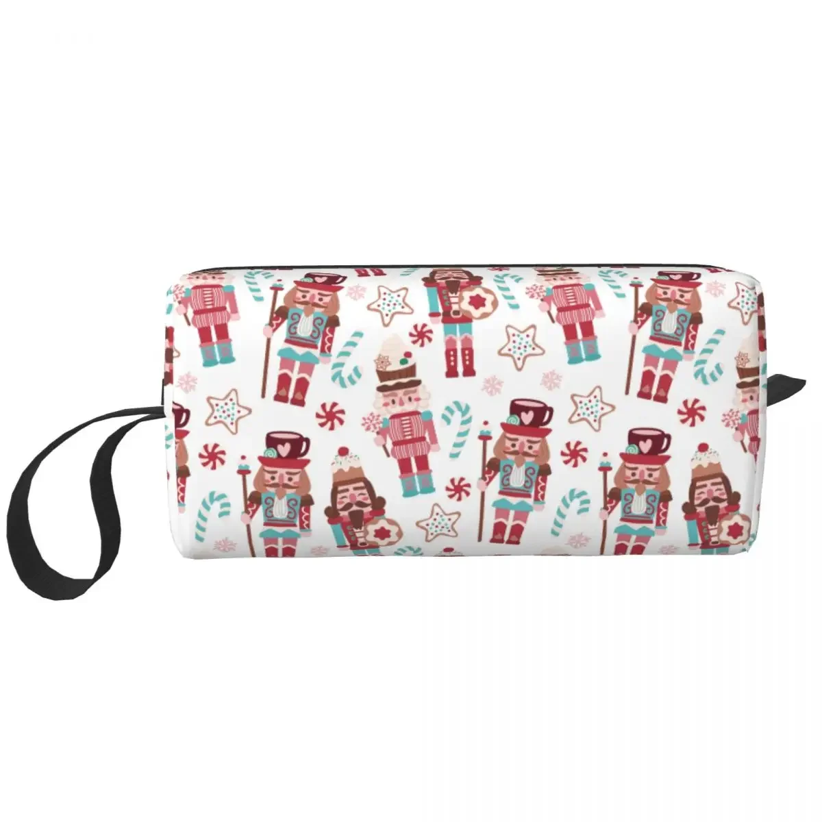 Holiday Christmas Cute Nutcracker Pattern Gift Cosmetic Bag Women Cute Big Capacity Makeup Case Beauty Storage Toiletry Bags Box