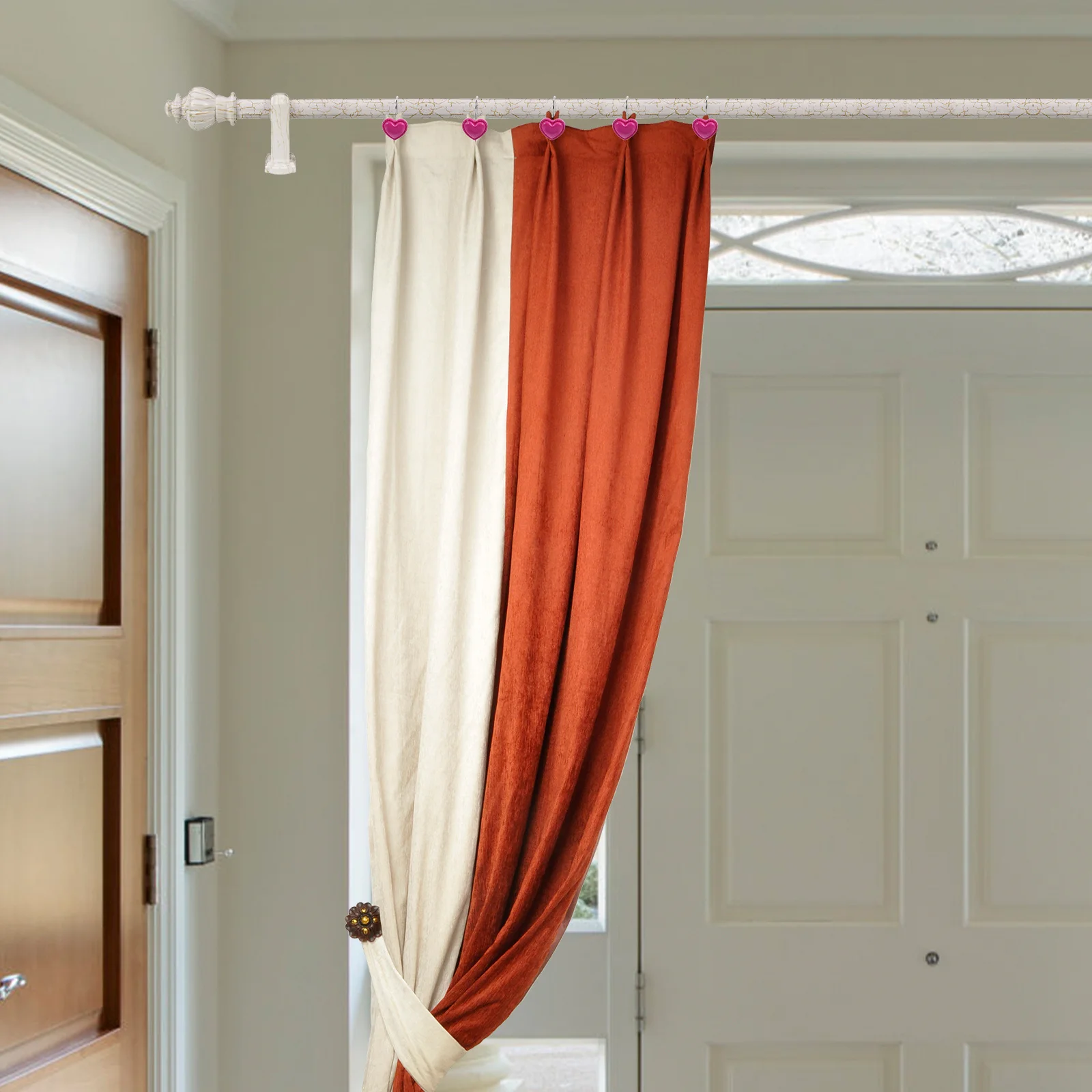 

12Pcs Elegant Heart Resin Decorative Shower Curtain Hangers Strong Metal Hooks for Rods Easy to Use Bathroom Essentials Set