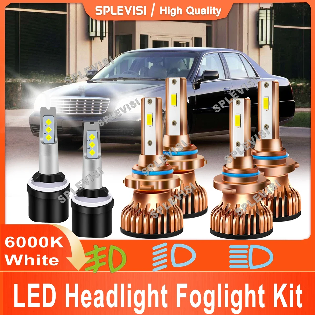 

Car Led Headlight Foglamp 9005 9006 880 For Cadillac Deville 2000 2001 2002 2003 2004 2005 Car Light Clear White Bulbs