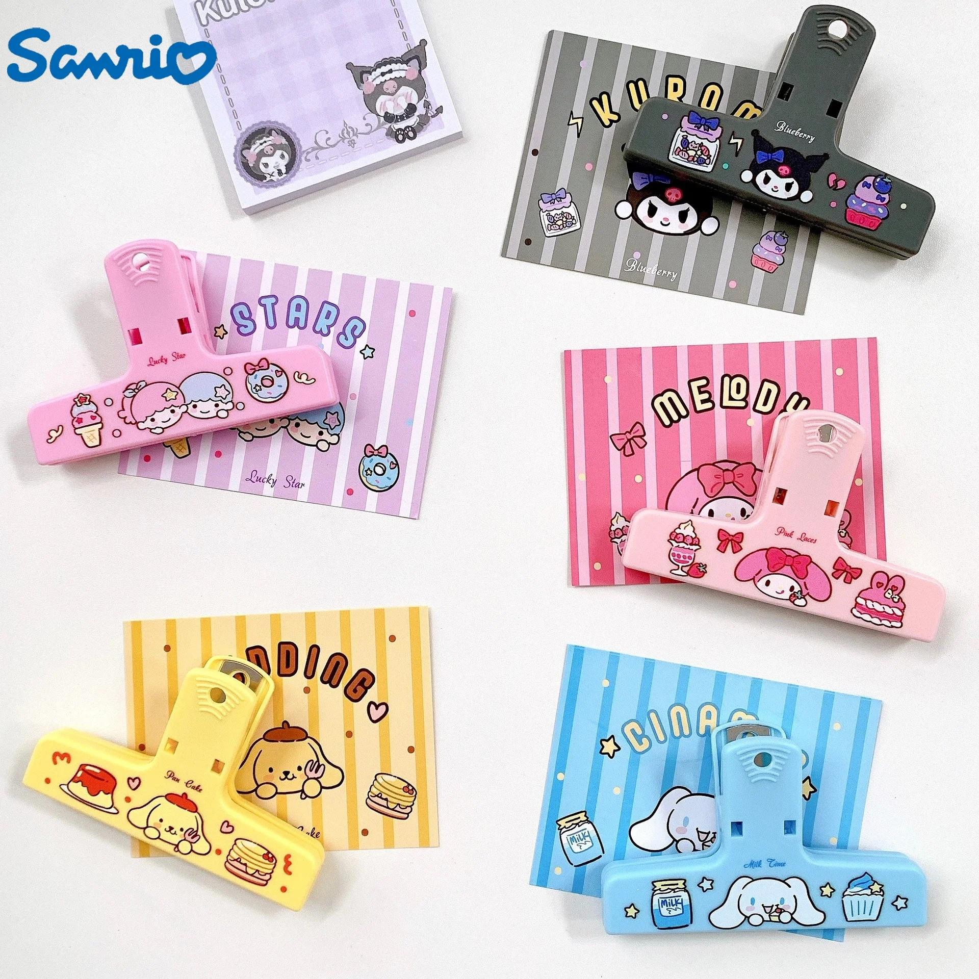 sanrio kuromi Hello Kitty Note Clip Cute Account Clip Cartoon Office Accessories Folder Snack Closure Clip Anime Peripherals