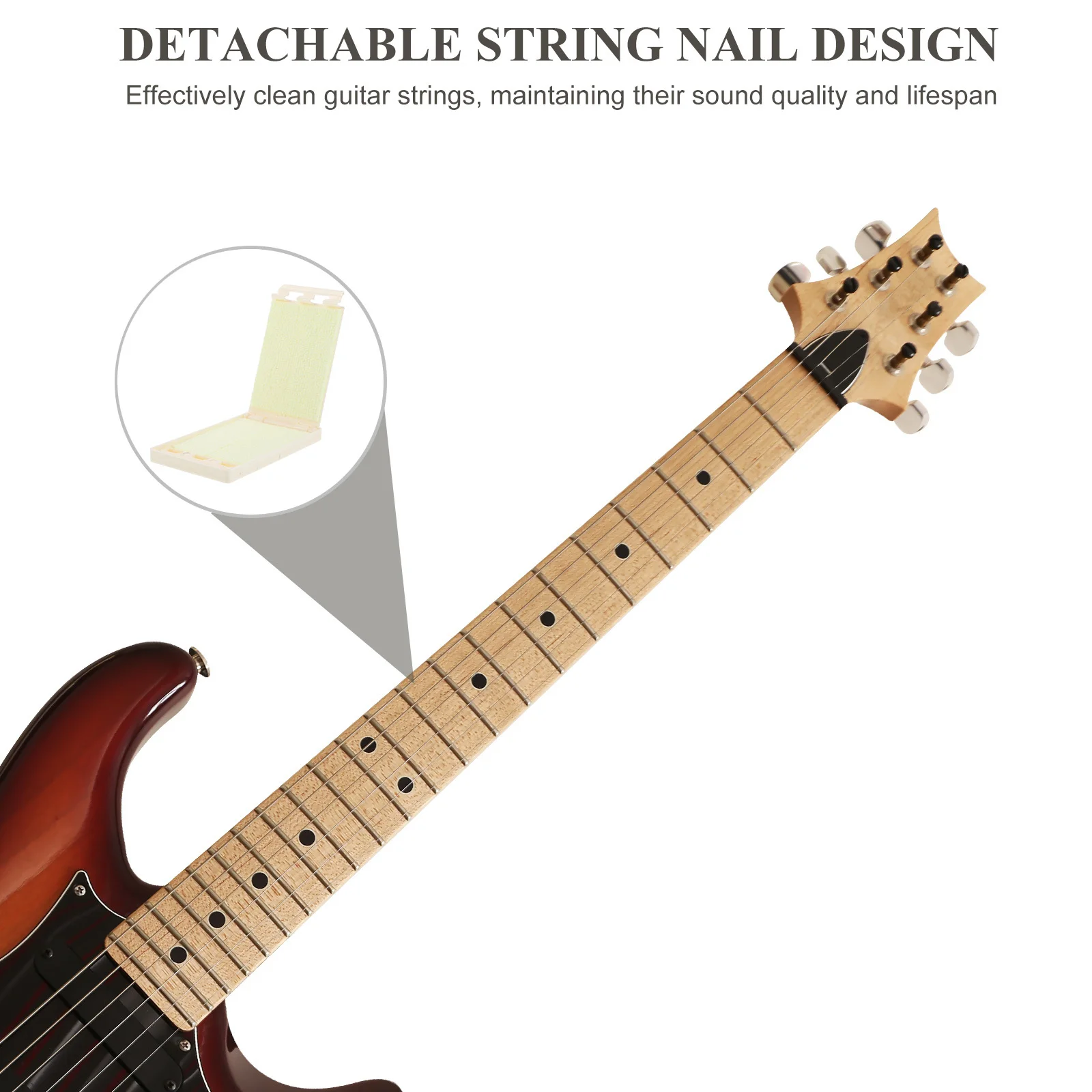 Herramienta limpiadora de cuerdas de guitarra de fondo suave, blanca, para guitarra eléctrica acústica, ukelele, mantenimiento de trastes, limpieza profesional
