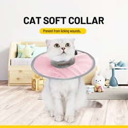 Waterproof Cat Recovery Collar Cat Cone Collar Stop Licking Adjustable Ribbing Neck Recovery Collar Adjustable Pet Cone Collar