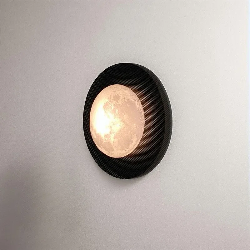 Designer Moon Hollow Wall Lamp Postmodern Luxury Bedroom Decor Hotel Living Room Background Wall Light Fixture