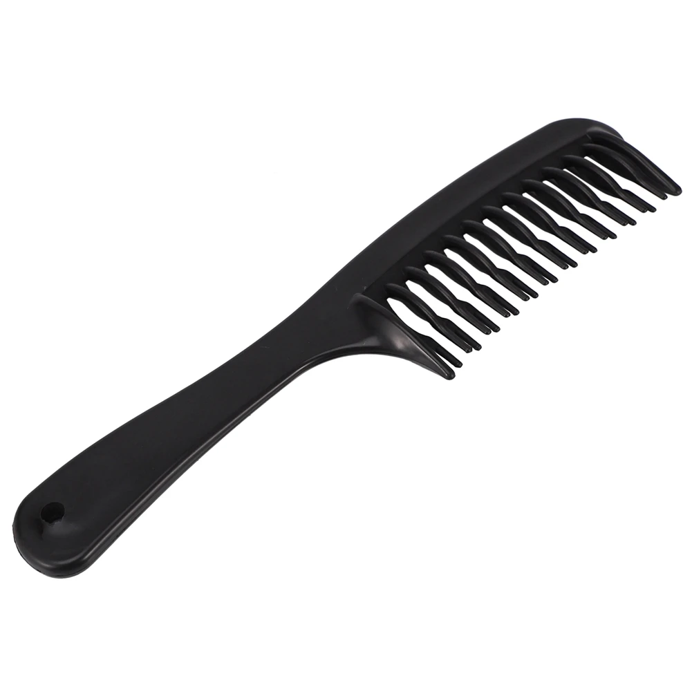 WIND FLYING 2X Black Double Row Tooth Detangler Hair Comb Shampoo Comb With Handle For Long Curly Wet Hair - view 5