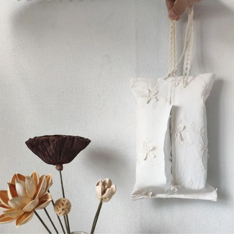 

Французская кружевная вышитая тканевая сумка-органайзер для салфеток, подвесная на автомобиль, двухслойная коробка для салфеток, настольный органайзер для дома, декор для комнаты