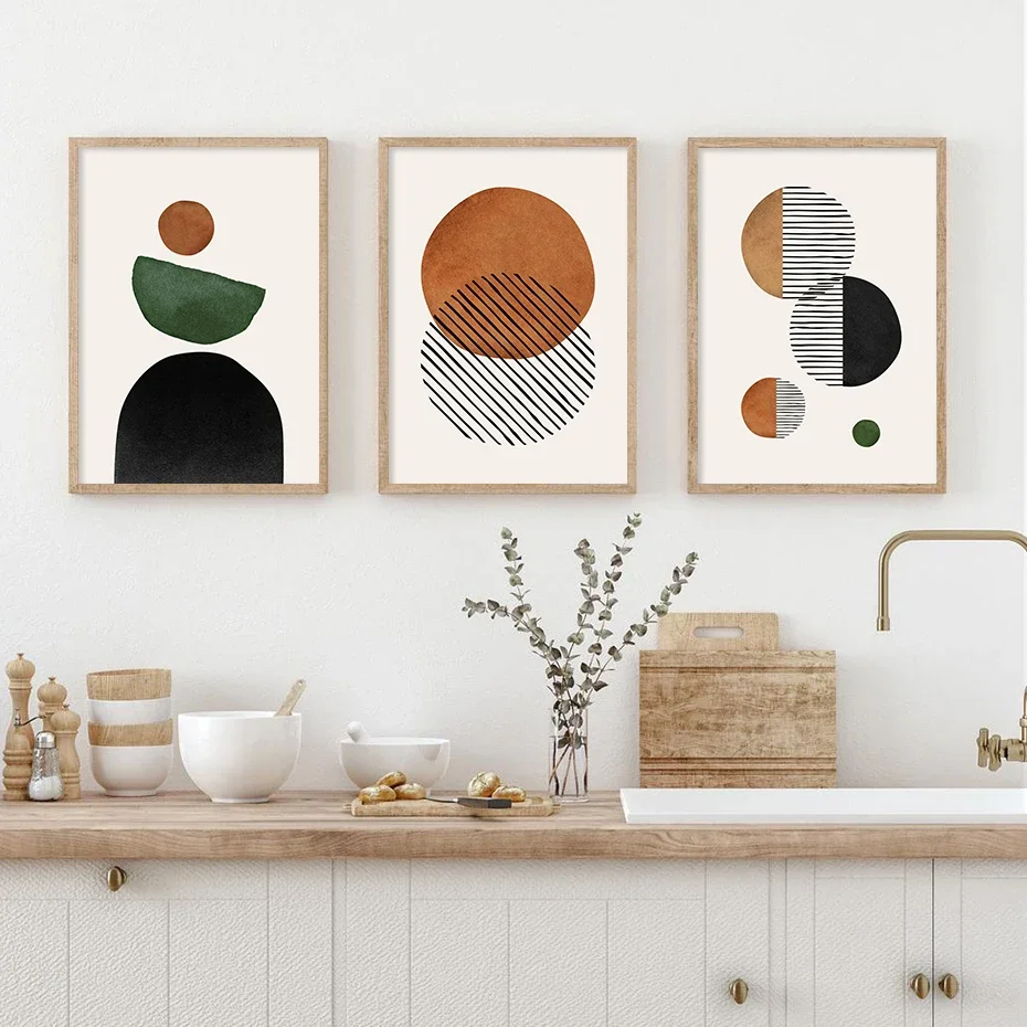 Boho Abstract Mid Century Plants Geometric Posters Minimalist Print Canvas Painting Wall Art for Living Room Modern Home Deco