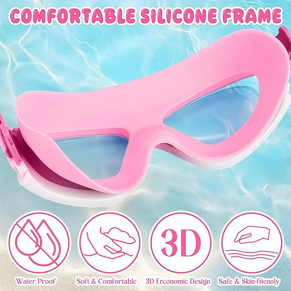 Kids Swimming Goggles Anti-Fog High-Definition Large Frame Comfortable for Boys & Girls view 2