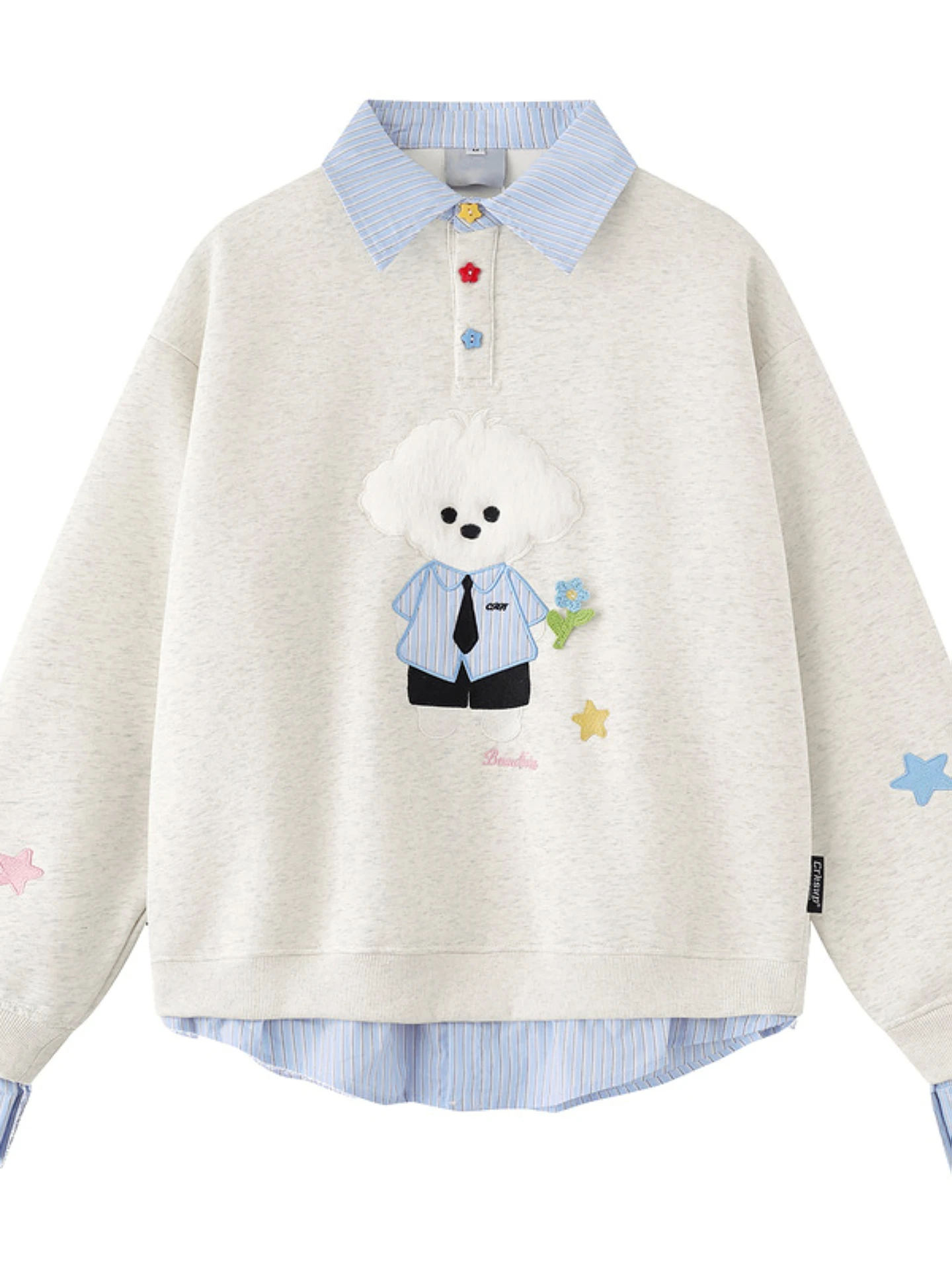 

School Sle Faux Two-Piece Ne Sweatirt for Teenage Girls Oversize Fce-Lined Outerwear for Middle And High School...