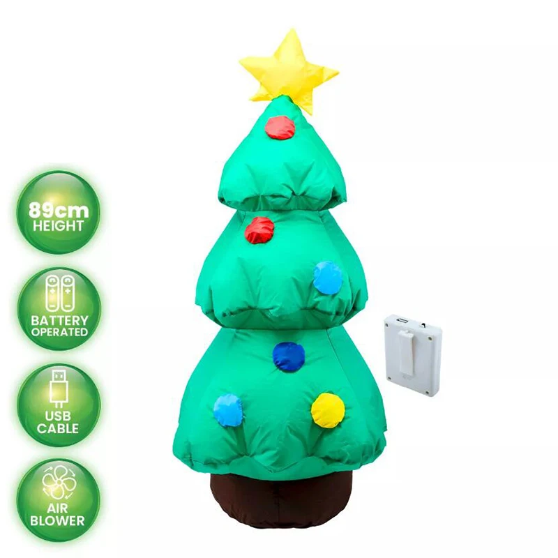 Pohon Natal raksasa tiup 80cm dengan mainan berlampu Led alat peraga pesta Natal pernikahan ulang tahun mainan Dekorasi Rumah halaman