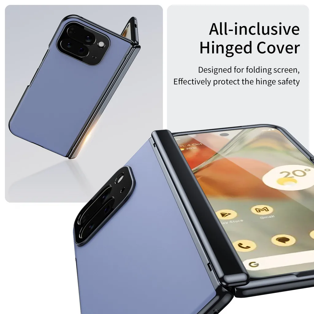 AG Technology Frosted Skin Feel Folding Case For Google Pixel 10 Pro Fold Plating Hinge Protective Cover With Tempered Glass
