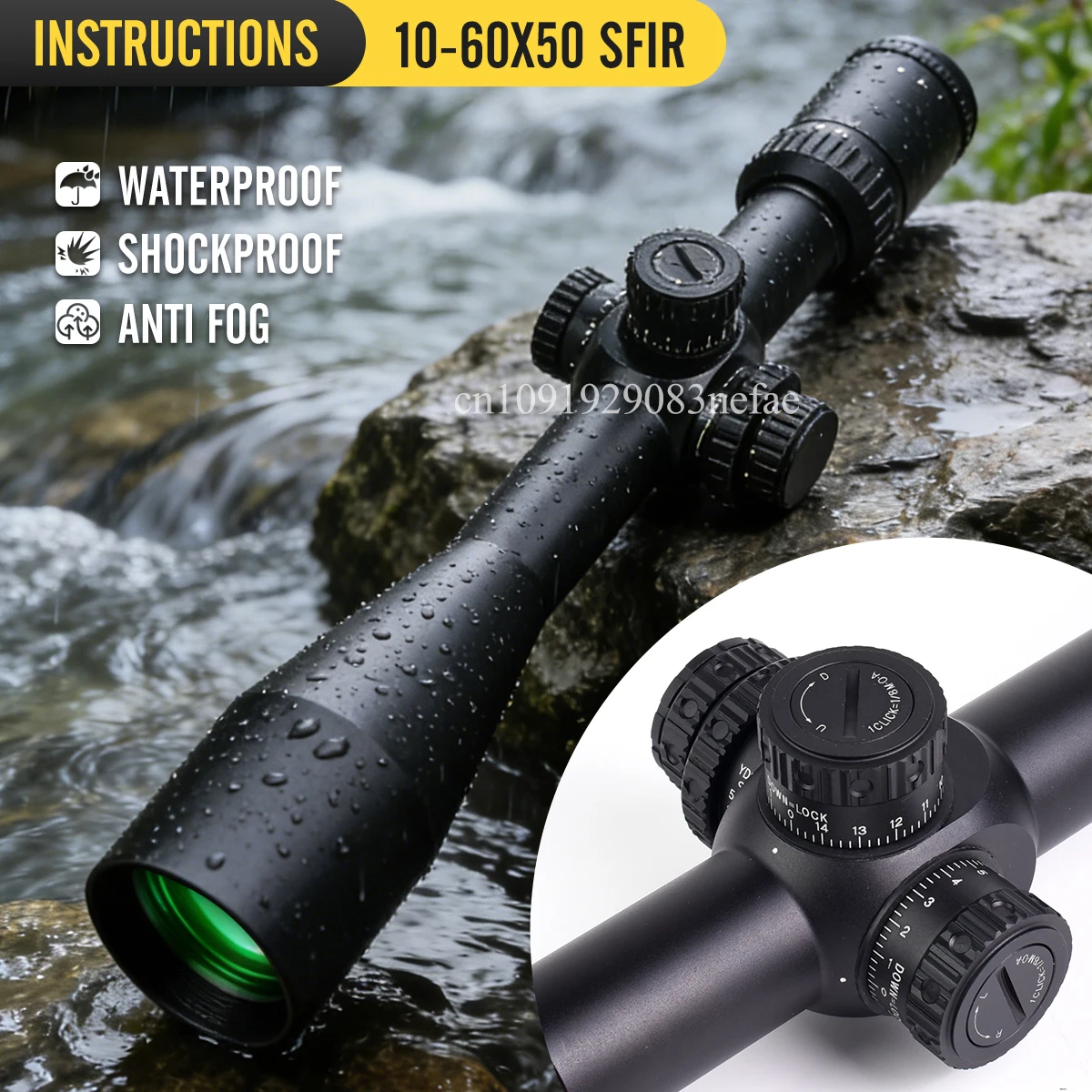 Tactical 10-60X50 SFIR Red Illumination Reticle Optics Sight 30Mm Monotube New Hunting Target for Long Range Shooting Scope view 3