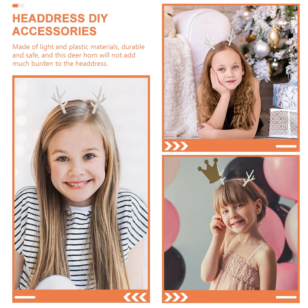 แถบคาดศีรษะ Antlers สําหรับ Hairpins ประดิษฐ์ DIY พลาสติกกวางสีขาว Headdress งานฝีมือตกแต่ง