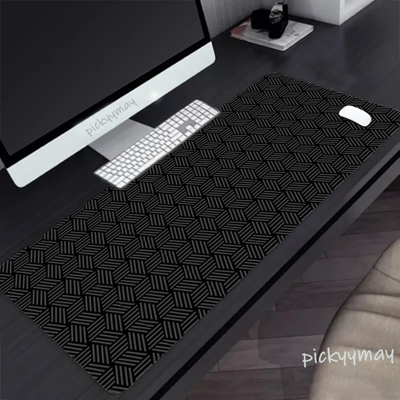 Hitam dan Putih Meja Tikar Mouse Pad Besar Gaming Mousepad Overlock Karet XXL Komputer Keyboard DeskPad Art Mouse Tikar Karpet 90x40