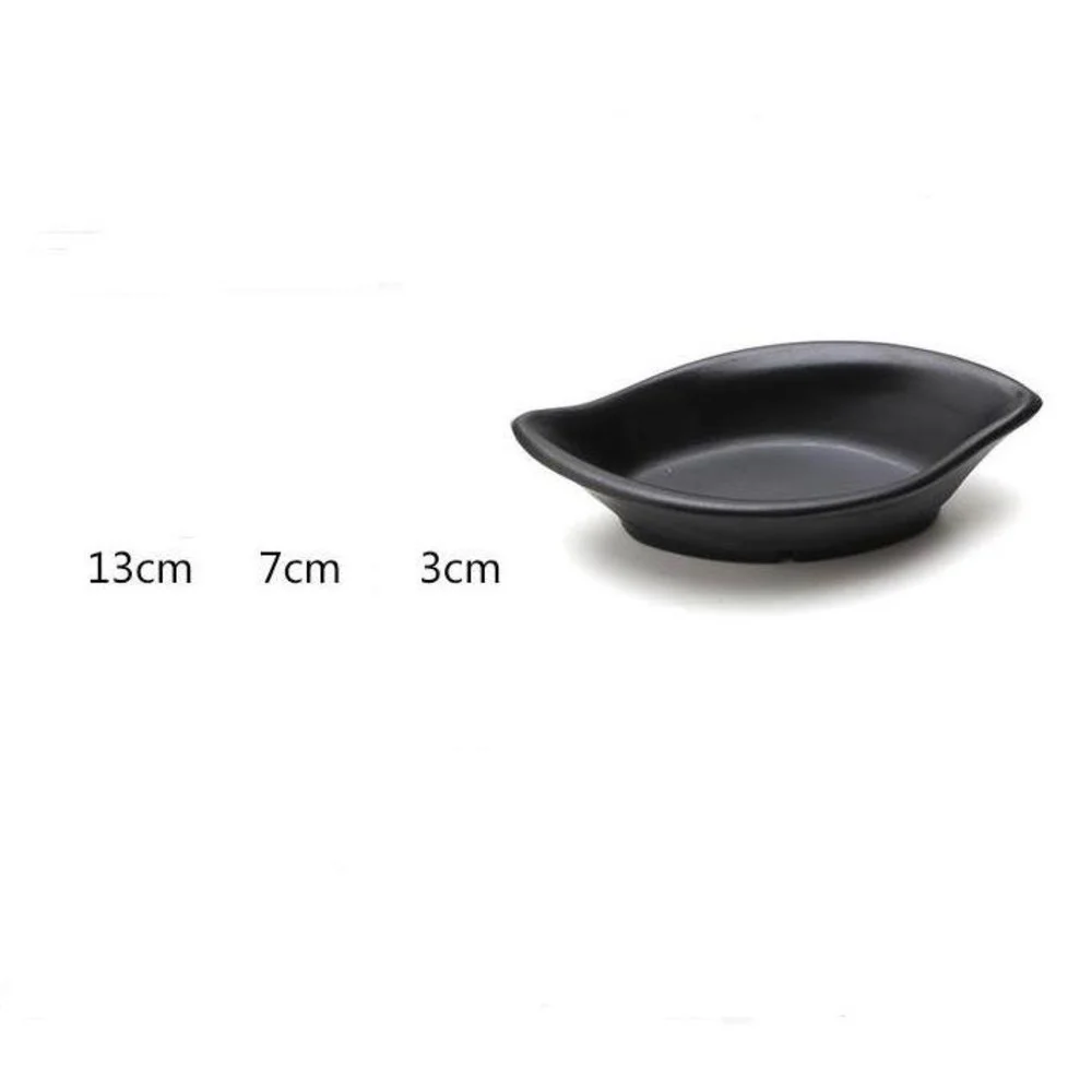 Melamine Black Dipping Soy Sauce Dishes Sushi Wasabi Doufu Snack Plate Japanese Restaurant Dining Dinnerware