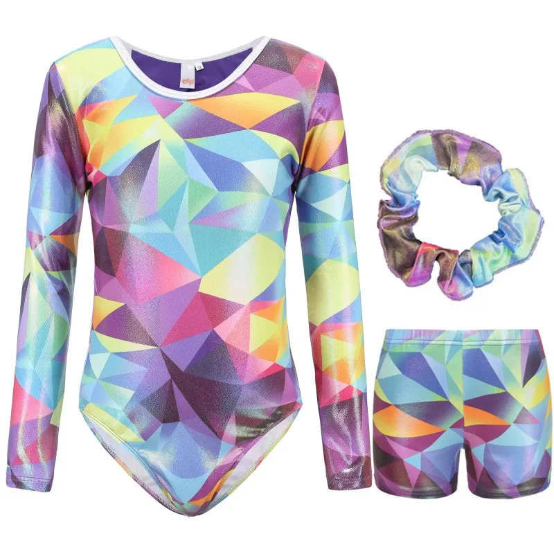 5-12 Years Children Girls Gymnastics Leotard Back Hollow Out  Stage Performance Costume Kids Training Dancewear Unitard