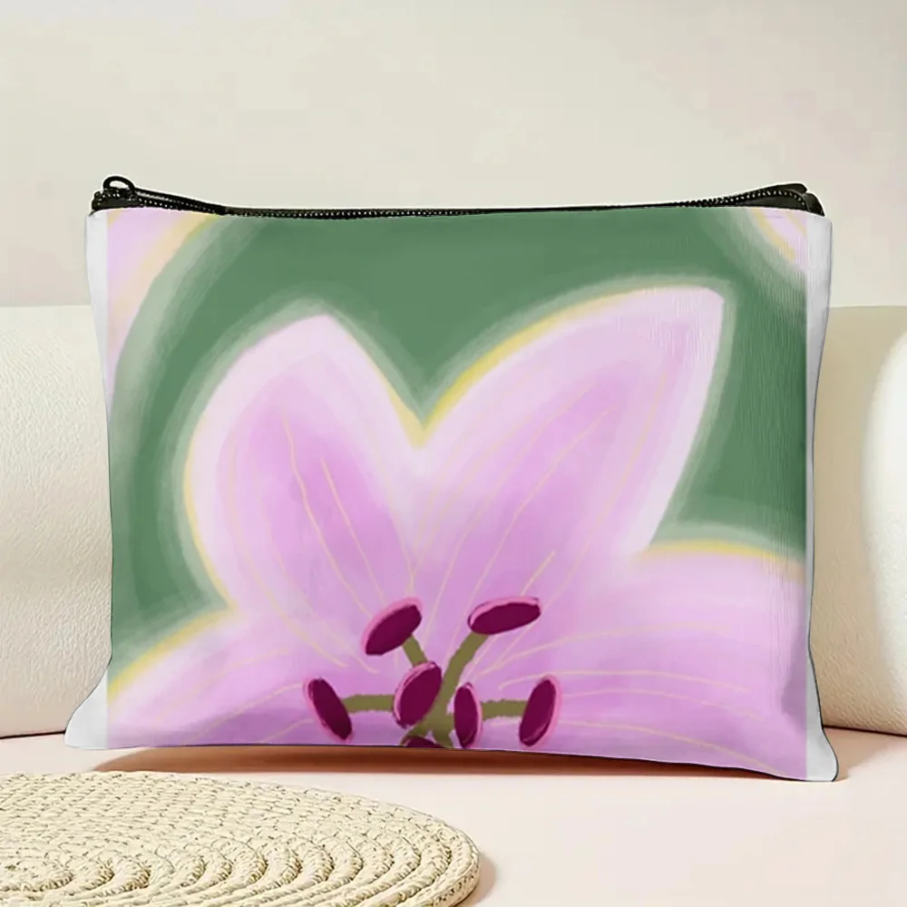 1 Piece of Dreamy Purple Floral Print Makeup Bag - Multifunctional Zipper Pouch for Women, Perfect Travel Zipper Storage Bag, Fun Birthday Gift