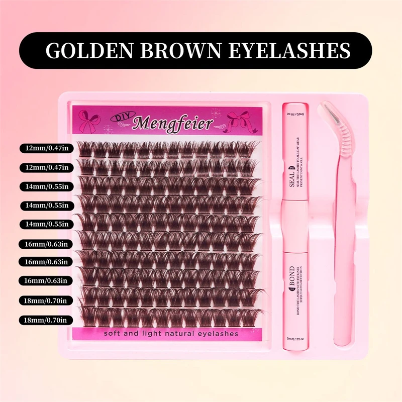 30P/40/50P Segments 8mm-16mm Natural Style with Glue Tweezers DIY Handmade Custom Logo Mink Hair Eyelash Extension Kit