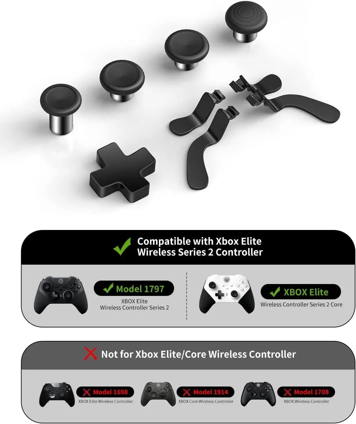 Xbox Elite Controller Series 2 Accessories, 10 in 1 Thumbsticks Replacement with 1 Xbox One Charging Station, 1 D-Pads, 4 Swap J