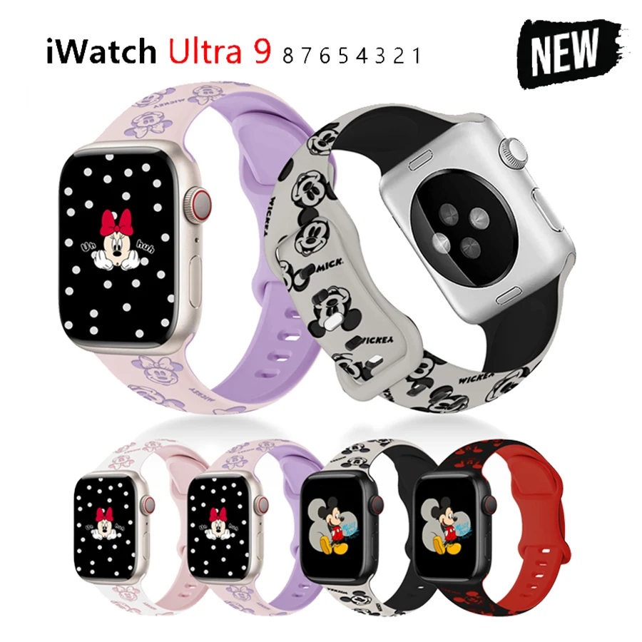 Silicone Bracelet For Apple Watch Series 6 5 SE 4 3 2 1 38mm 42mm 40mm 44mm 9 8 7 41mm Strap For iWatch Ultra 2 49mm Girls Band