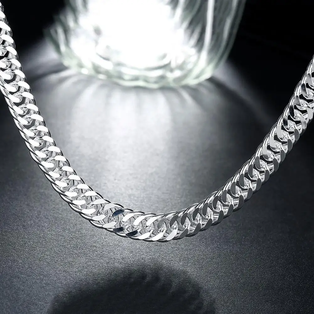 

Noble Width 6MM Solid Chain 925 Sterling Silver Necklaces for Women Men Charm Fashion Jewelry Wedding Party 50/55/60cm